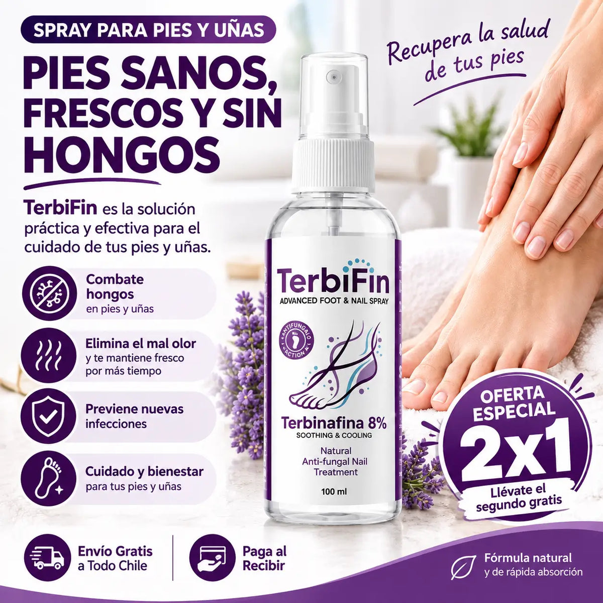 TerbiFin Spray 8% Anti-Hongos Pies Uñas
