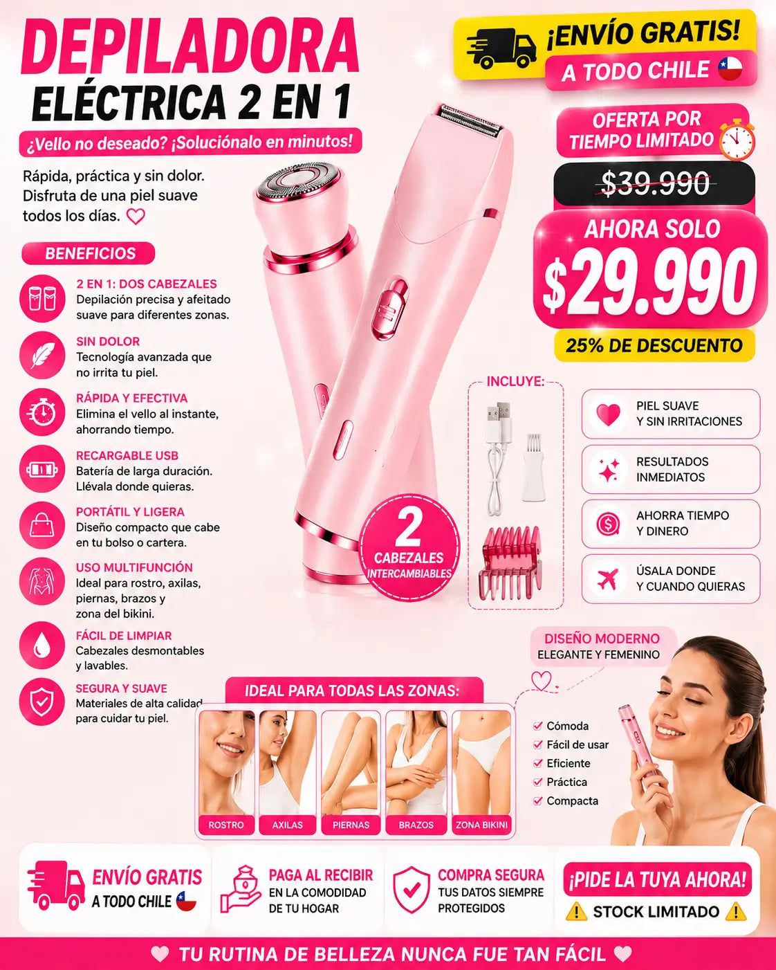 Rasuradora femenina - Adiós pelitos…